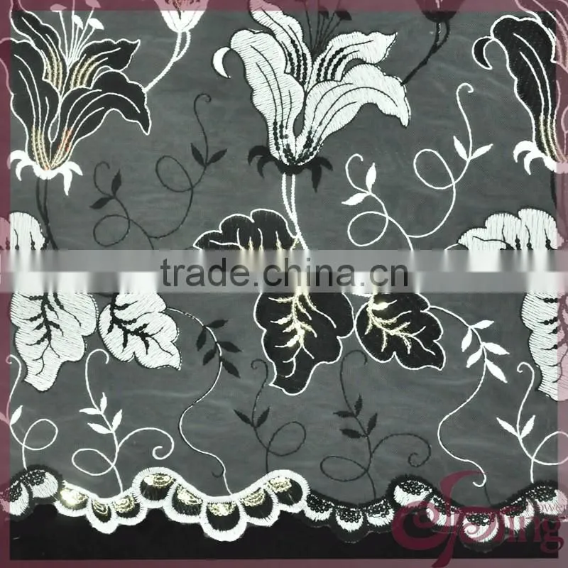 Lily embroidered mesh swiss lace fabric, sequin bridal lace fabrics for dress