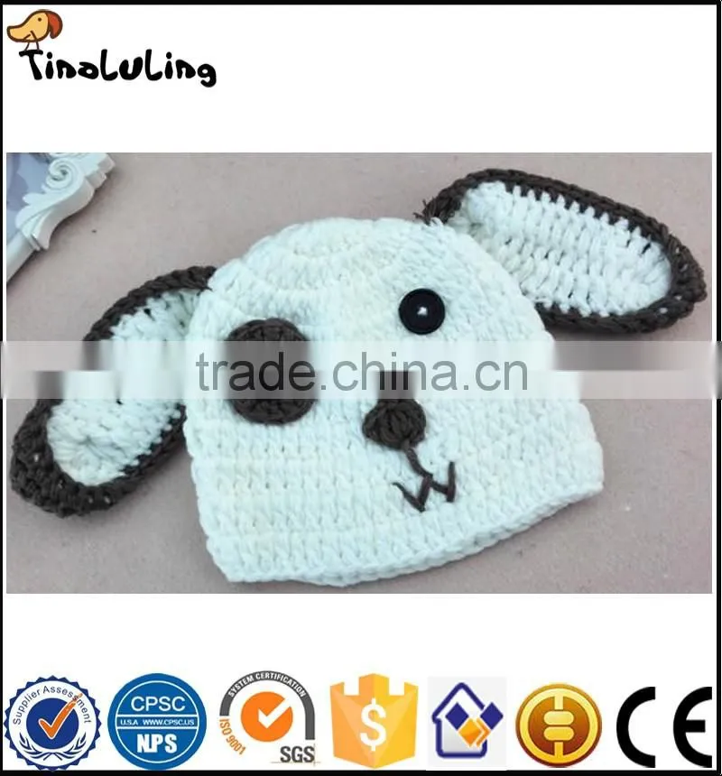 NPT22 Tinalulingwhite and brown colors dog design handmade knitting suit newborn baby photography props