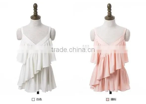 Fashion cascade falbala Halter chiffon tops for women
