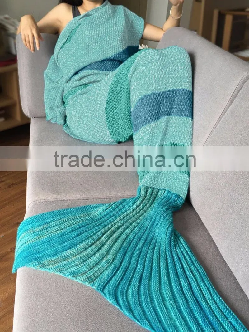 Wool sofa warm mermaid tail blanket 2017 new adult and kids sofa bed throw blankets