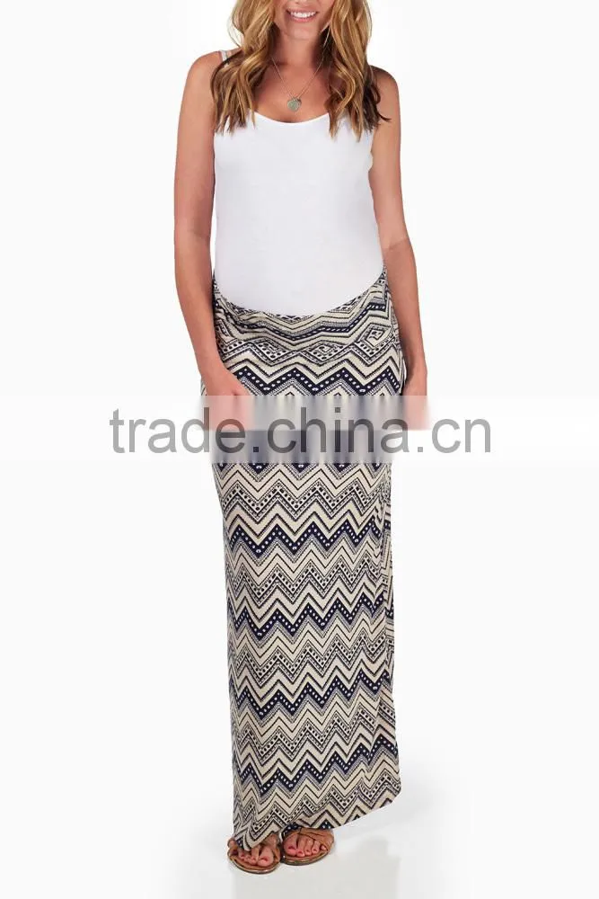 BLUE ORANGE PRINTED OPEN BACK MATERNITY/NURSING BLOUSE