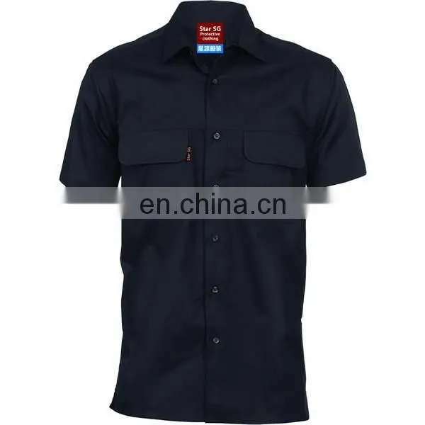 Men's Light Blue PolyCotton Short Sleeve Button Work Shirt