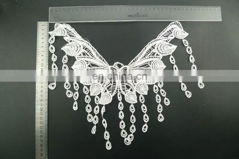 2017 latest custom embroidery neck design lace collar for wedding dresses
