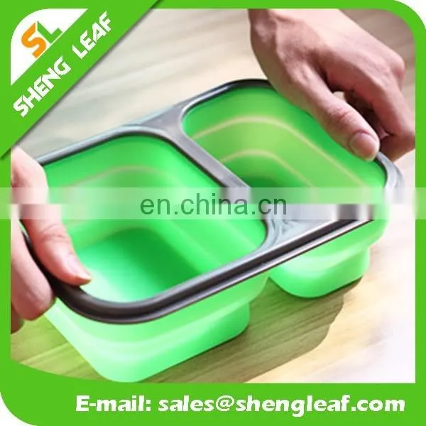 Bento box with 2 compartment Silicone lunch food serving box