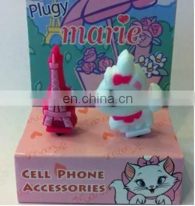 Cute Cartoon Iphone Earphone Jack Plug Purple Cat, Promotional gifts