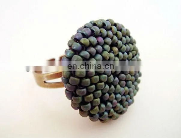 Black beads handmade decorative button