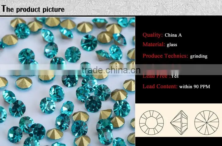 china wholesale glass stone point back,blue zircon ss12 ss16 point back glass stone for garment bags wedding dress