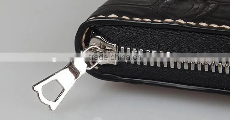 Luxury Wholesale Genuine Crocodile Alligator leather Women Zip Long Wallet Clutch Wallet for Men