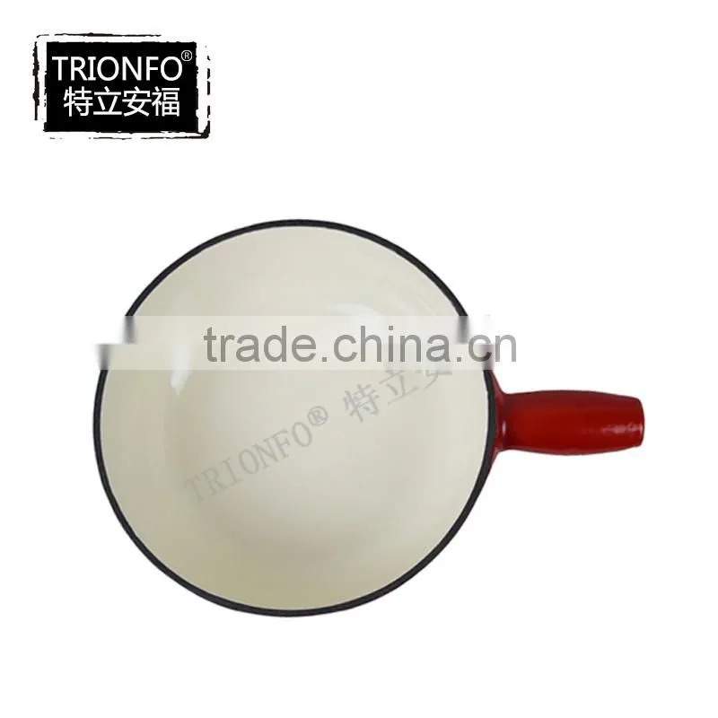 Lightening red enamel cast iron non-stick cooking pot