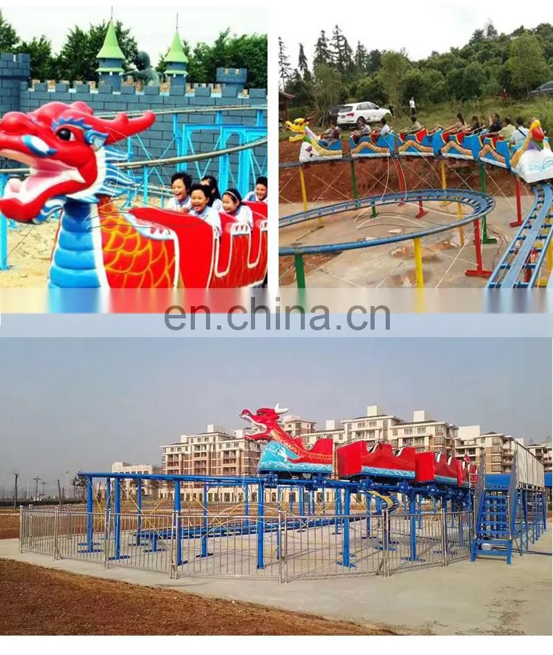 Funfair family train ride cheap roller coaster model train track sliding dragon for sale