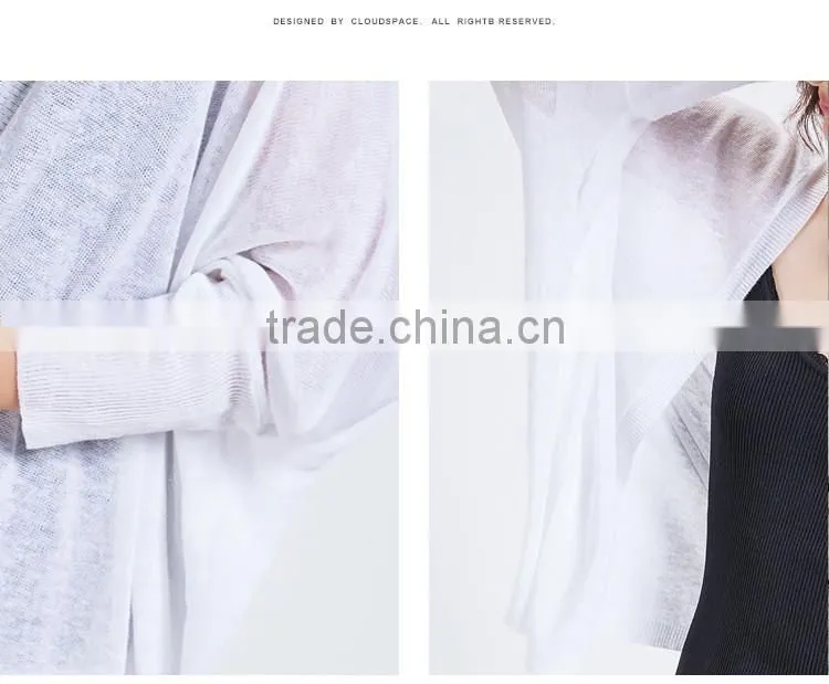Summer Korean style slim looking bat sleeve linen sweater cardigan air conditioning sunscreen flax shirt for women