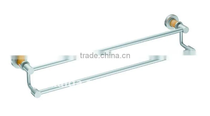 Aluminium towel bar double towel rack with yellow stone fitting L3303-2
