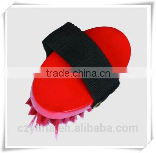 colored painting wooden back horse body brush with nylon strap