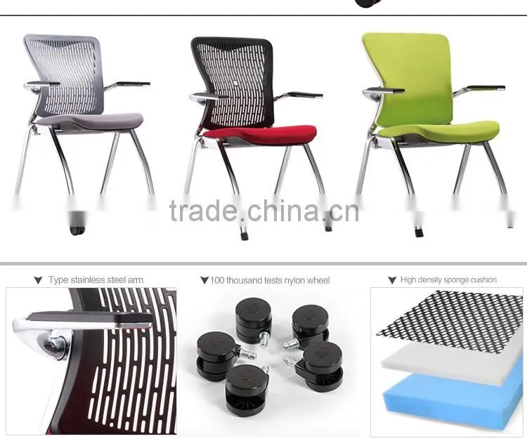 Triumph easy move save space folding office chair / stacking training chair / office chairs with writing pad