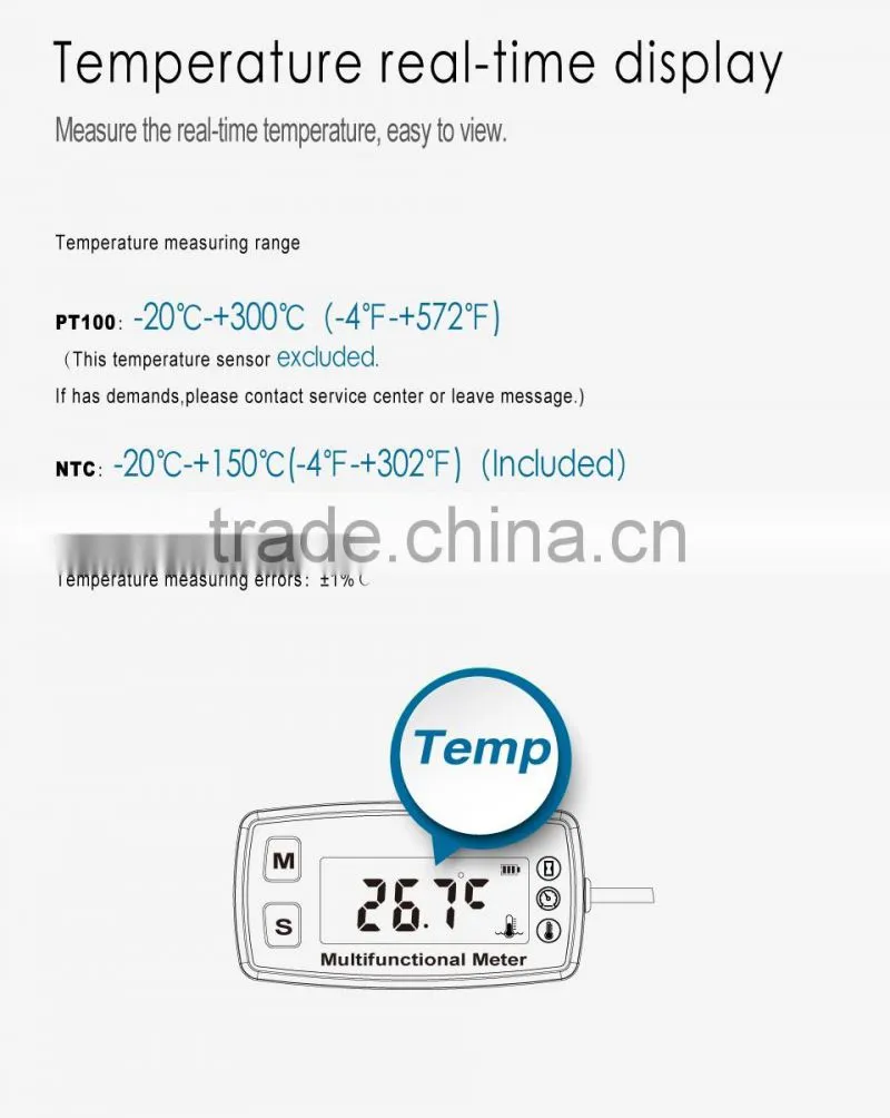 Multifunction meter for motorcycle for gasoline engine for 2/4 stroke engine rpm meter temp meter for parajet jet ski paramotor