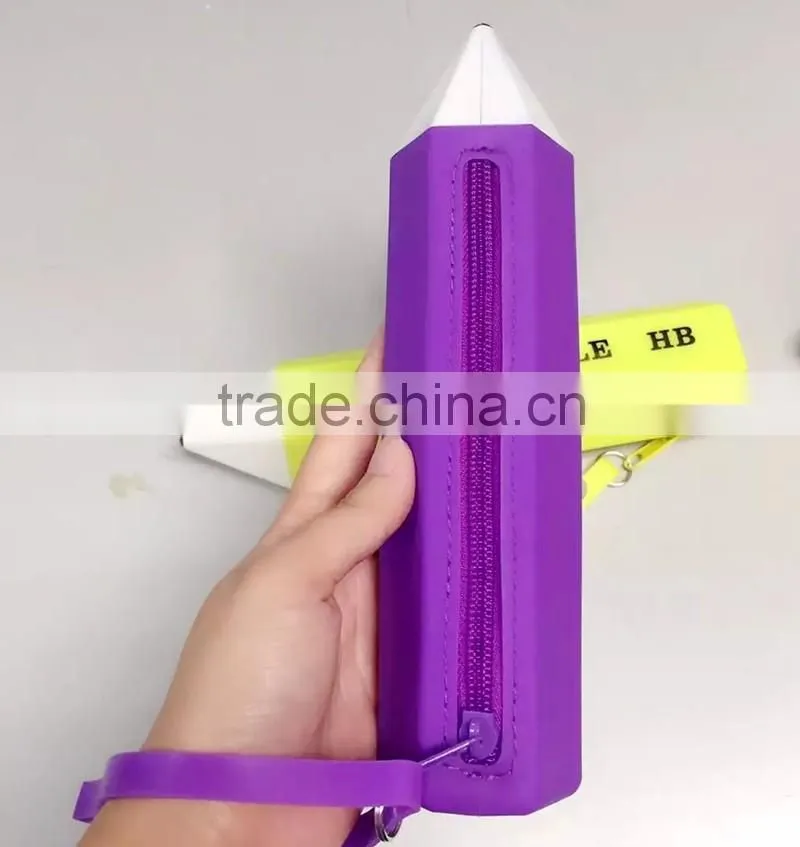 Multi color silicone pencil case pen bag