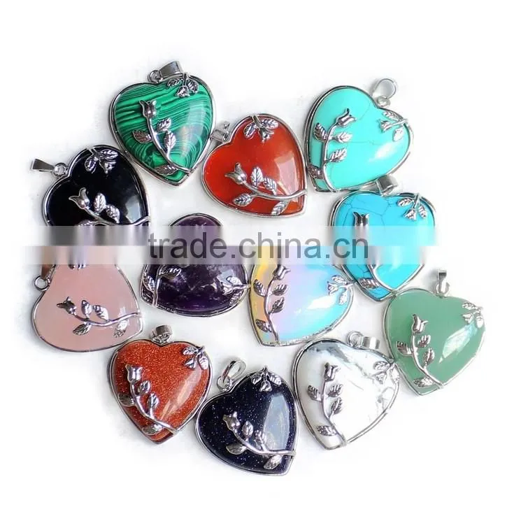 Wholesale Natural Stone Heart Pendant
