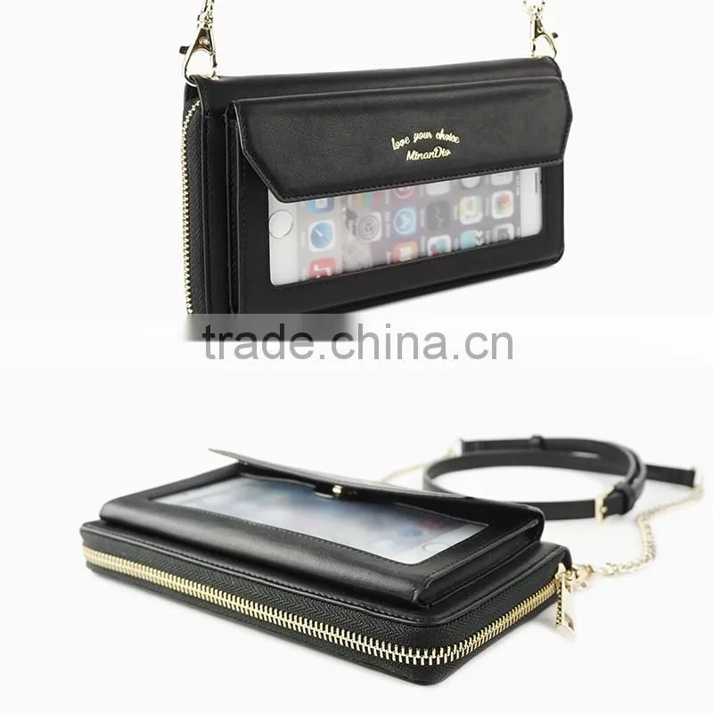 New Arrival Mobile Case for Iphone 6 Plus,Women Wallet Case with Shoulder Strap