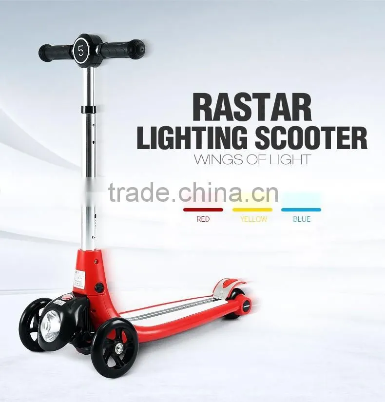 Rastar kid toy china stunt toy flash light scooter 3 wheels