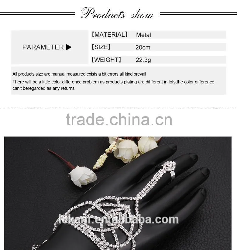 Attractive Shiny Ladys Best Gift Finger Chain Ring Bracelet