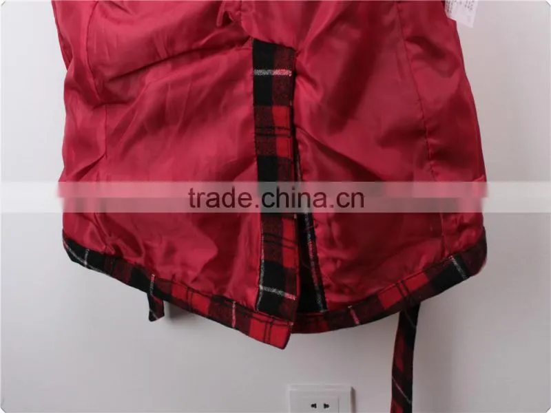 Lady's stock apparel checked melton jacket with belt