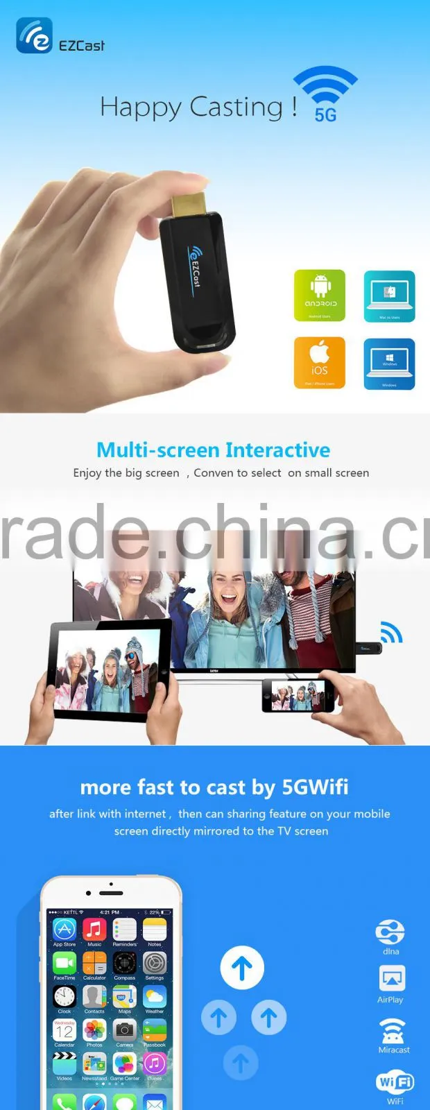 Vensmile EZcast 5G 2.4G+5G Dual band wifi much better than EZcast Pro