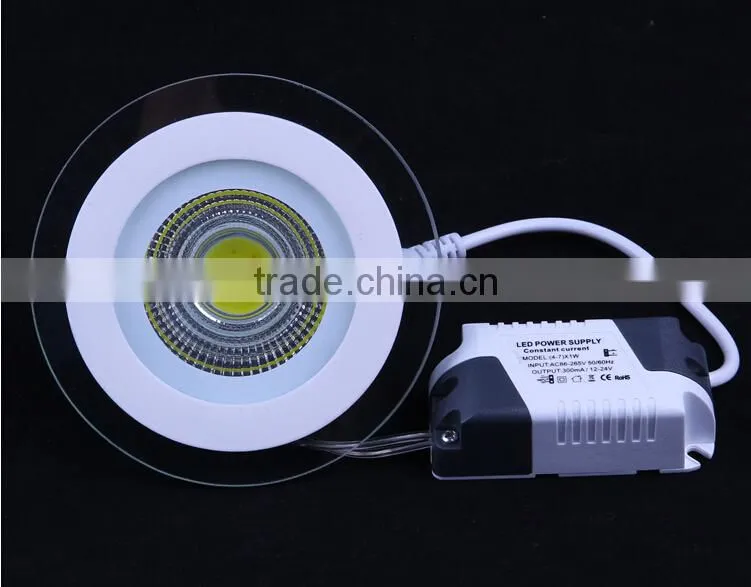 Dimmable 5W 10W 15W COB LED Panel Light Round Glass LED Ceiling Lamp