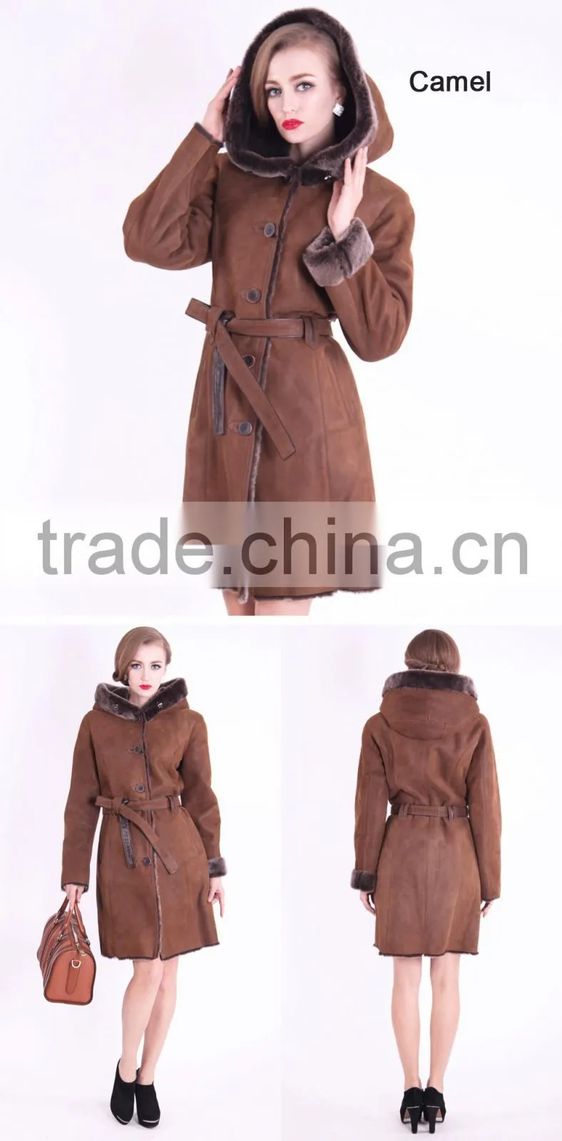 New Design Winter Women Long Slim Fit Wool Fur Coat