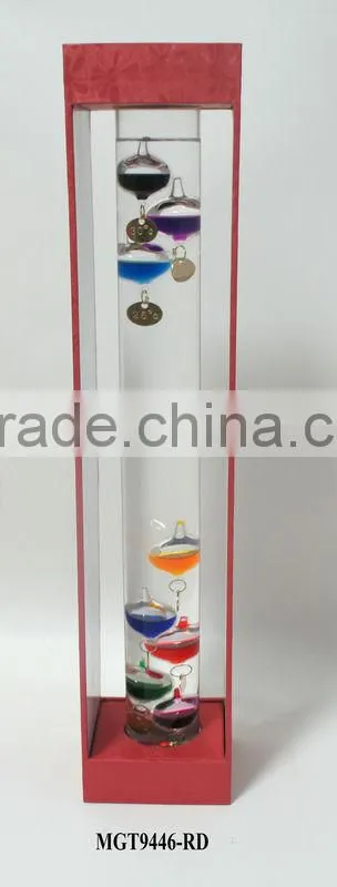 Multicolour Balls MDF Galileo Thermometer Red