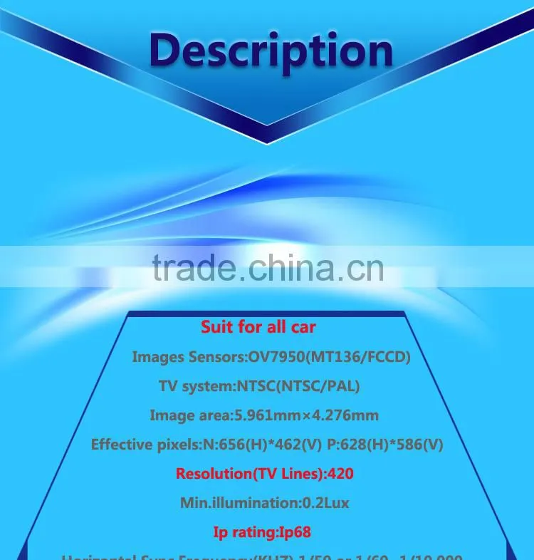 2015 new product night vision waterproof vehicle camera for truck