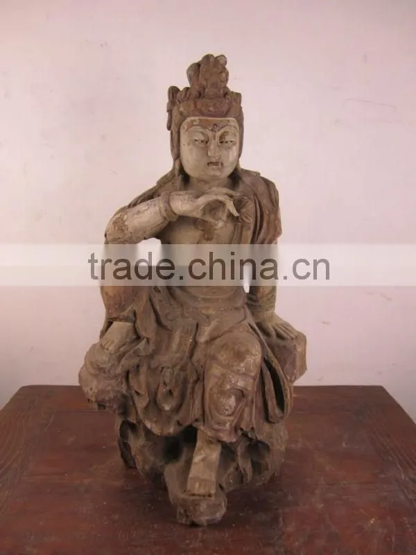 chinese antique wooden dancing buddha statu