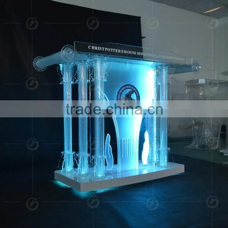 clear plastic cheap led acrylic church podium