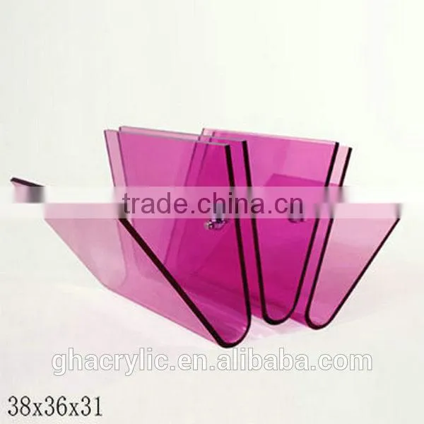 GH-RZ598 Professional acrylic holder/acrylic file storage/acrylic magazine rack ,customized acrylic magazine display rack