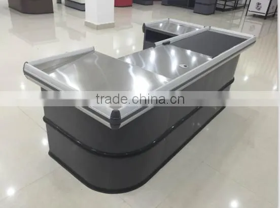 Electric Checkout Counter With Conveyor Blet With Dark Grey