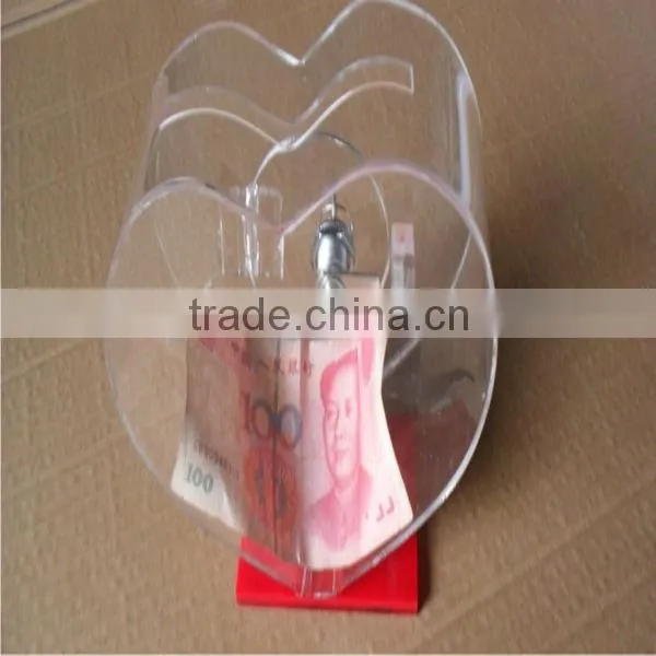 shenzhen newest red acrylic donation box with lock and key