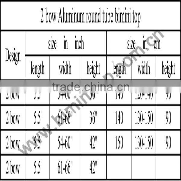 universial waterproof 2 bow boat tops for UV resistant