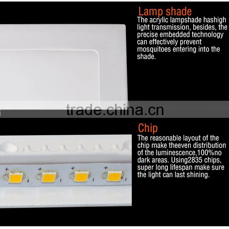 indoor flat slim led panel light 18W 3W 6w 12w 24w