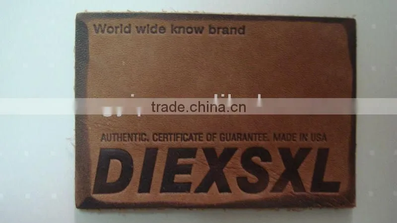 2014 hot sale color embossed jeans real leather patches
