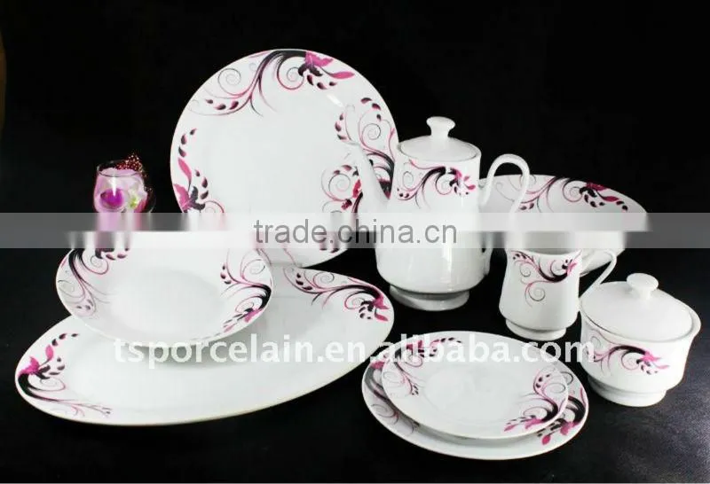 china wholesale latest dress designs47 pcs decal porcelain dinnerware set