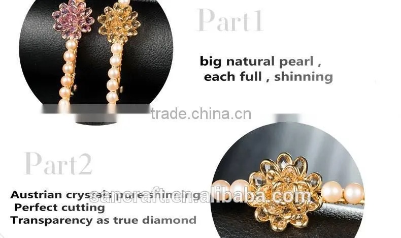 Hot sell grace design Austrian crystal natural pearl two colors flower hair clip