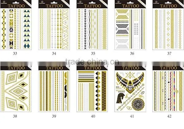 Metallic Gold Silver Black Jewelry Temporary Bling Tattoo
