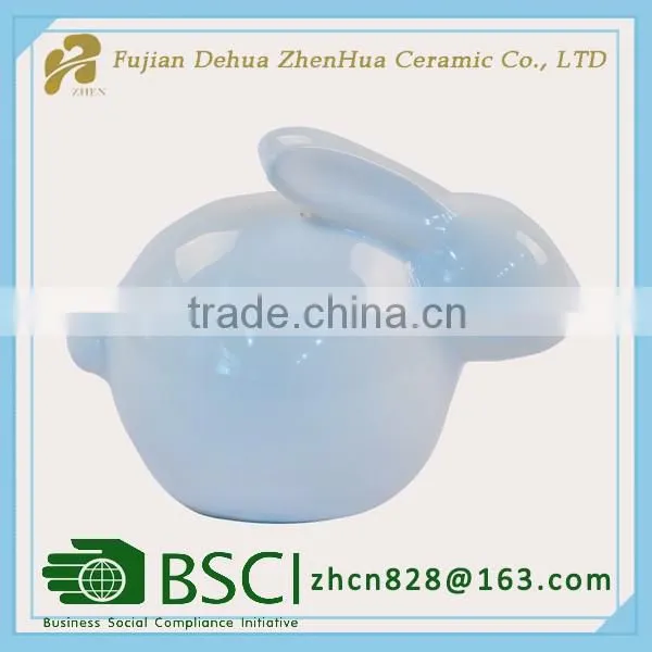 mini white glazed ceramic easter rabbit figurine