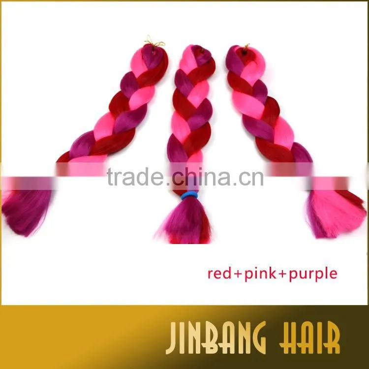 Colorful Synthetic Crochet Braiding Hair Extension Synthetic Ombre Marley Hair Braid Rainbow Jumbo Braid Hair