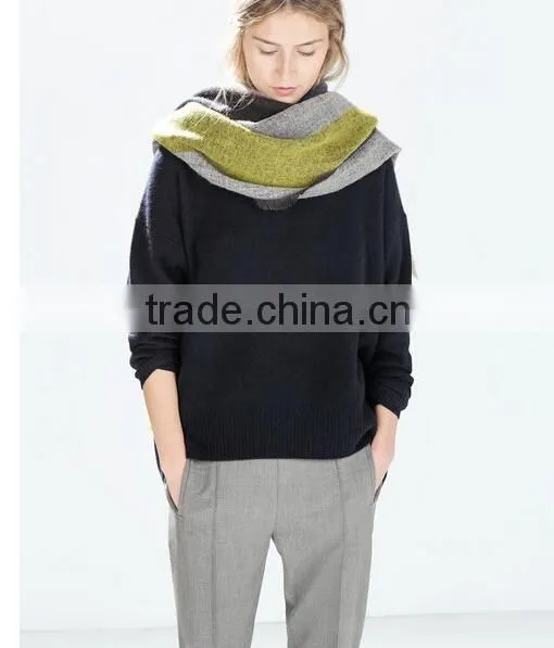 Stripe Infinity Scarf - Cotton Jersey Knit - Wide Stripe Scarf, Blanket Scarf, Oversized Plaid Tartan Pashmina