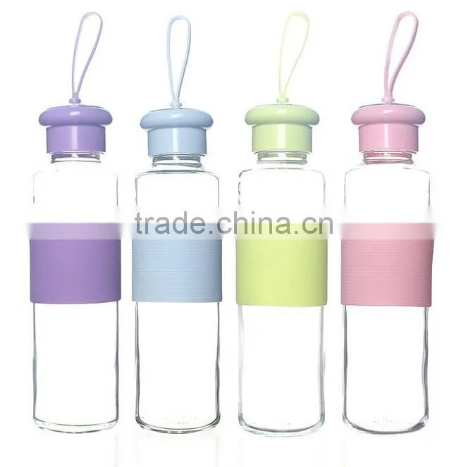 Wholesale fasionable voss water glass bottle wholesale with silicone sleeves