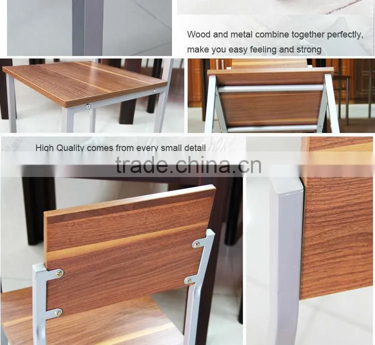 B0828 restaurant red oak with silver metal legs dinning table set