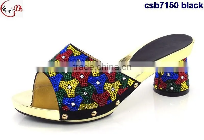 CSB7150 blue sandals with high quailty low price hot selling beautiful lady high heel shoes match bag