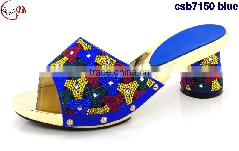 CSB7150 blue sandals with high quailty low price hot selling beautiful lady high heel shoes match bag