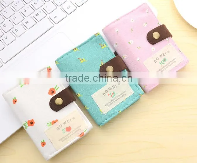 Multifunctional flowers printing ID card holder with snap closure made in China