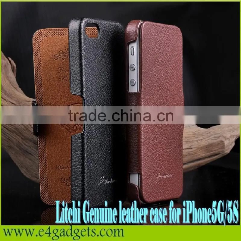 Excellent quality Horizontal Litchi Texture cowhide Flip Leather case for iphone 5 case,cases for iphone 5 case